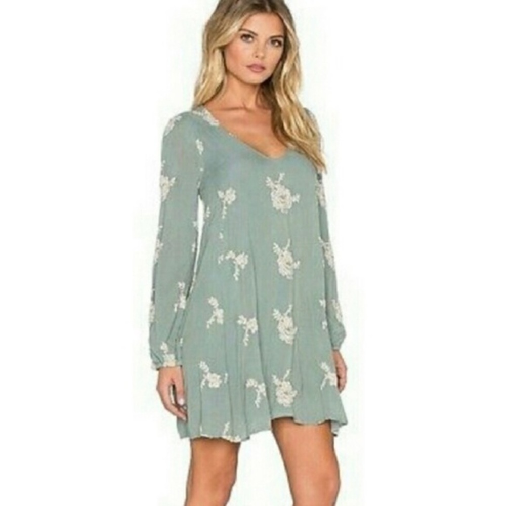 Free People Emma's Keyhole embroidered cut out rayon flowy tunic dress